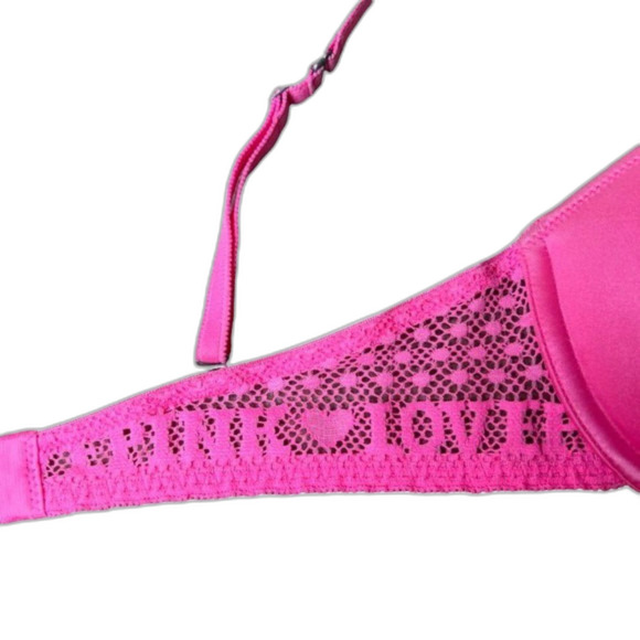 PINK Victoria’s Secret T-Shirt Lace Demi Bra Pink Size 32B NWOT - Picture 5 of 6